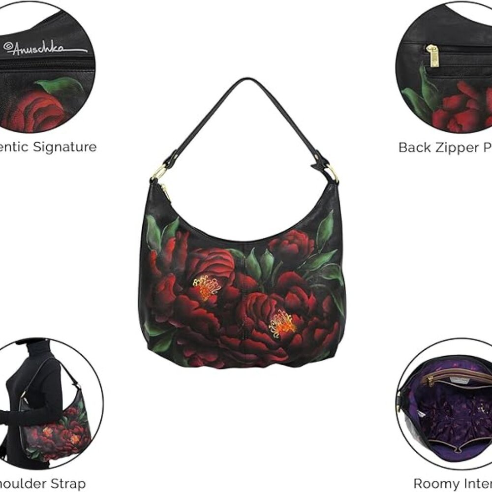 Anuschka Women's Original Hand-Painted Genuine Leather Ruched Hobo NEW Dust Bag - Picture 3 of 8